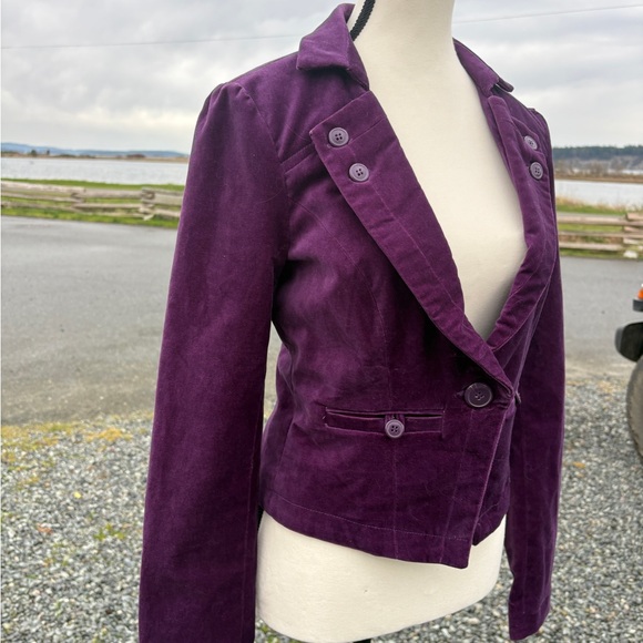 Purple Velvet Cropped Blazer – Small - Picture 2 of 8